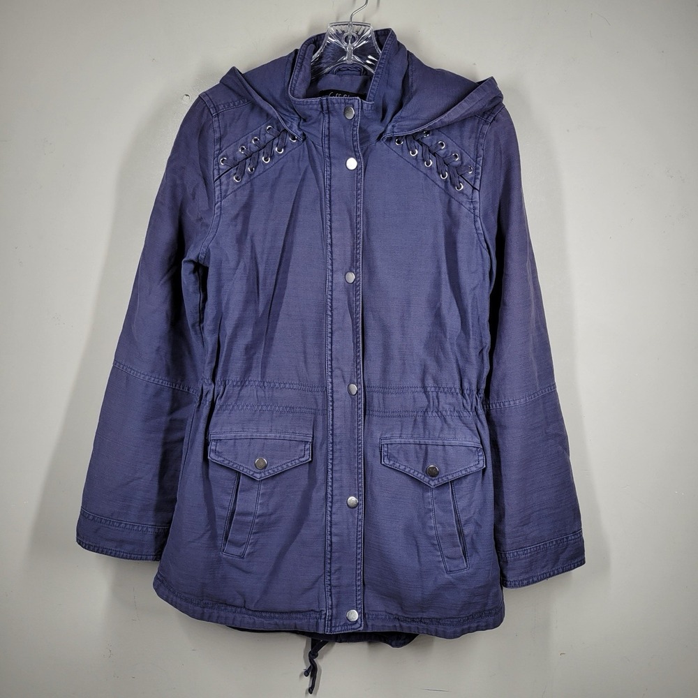 Coffee Shop New York Spring/Fall Hooded Utility Cargo Moto Jacket Women's Sz M